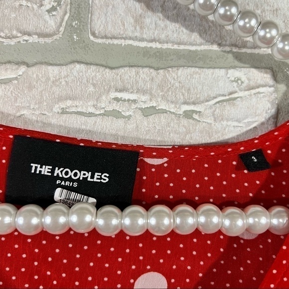 The Kooples Red Polka Dot Faux Wrap Top Size 3=L - Picture 7 of 12
